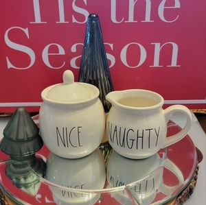 RAE DUNN NICE AND NAUGHTY SUGAR AND CREAMER SET